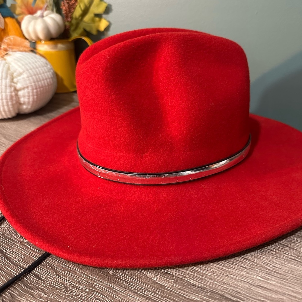 Eddy Bros. Red Wide-Brim Cowboy Hat with Black Band Made in USA - Picture 3 of 5
